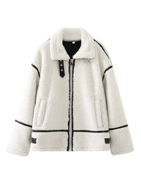 Evelyn Zip Up Long Sleeve Sherpa Jacket