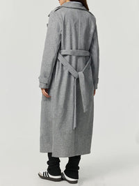 Nora Collared Neck Long Sleeve Longline Coat