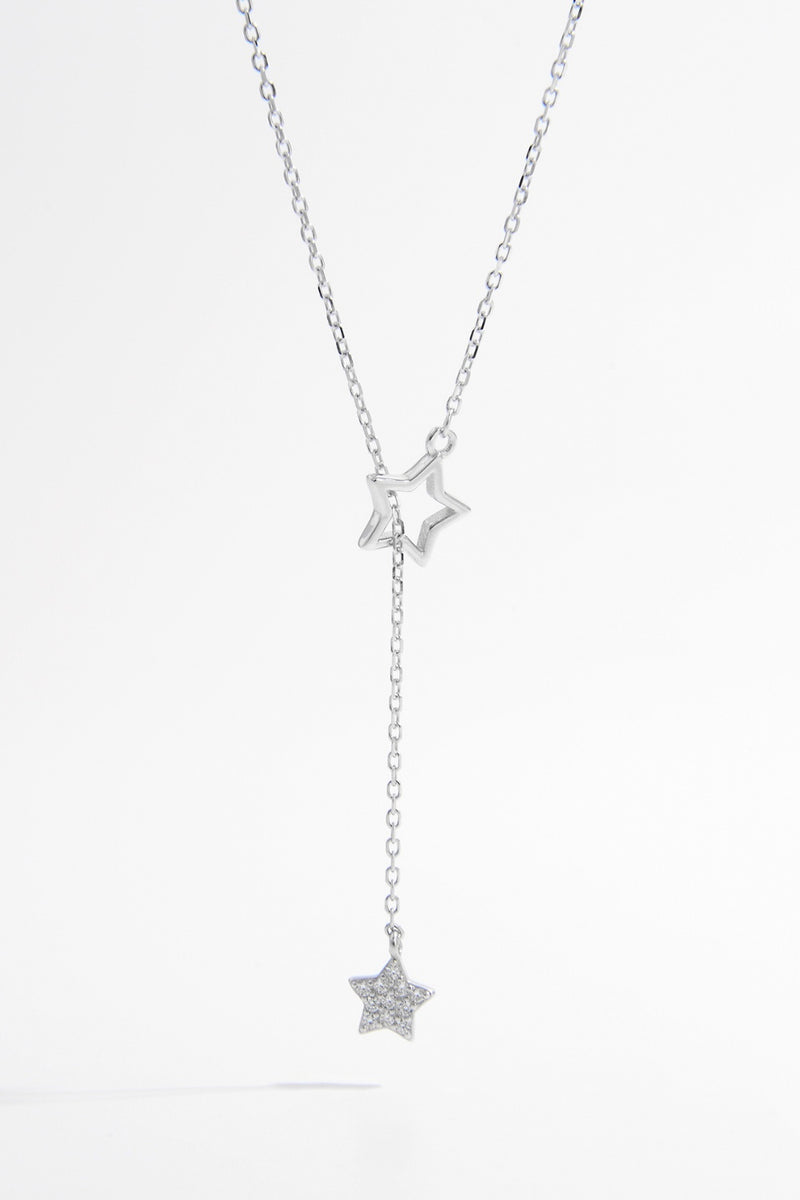 Kendall 925 Sterling Silver Zircon Star Drop Necklace