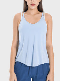 Amelia Slit Spaghetti Strap Scoop Neck Active Cami