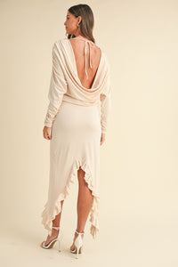 Marlee Backless Asymmetric Ruffle Hem Dress