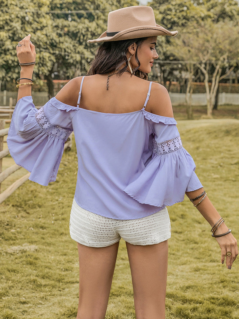 Jaliyah Square Neck Flare Sleeve Blouse