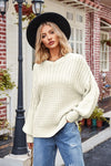 Reagan Ribbed Drop Shoulder Lantern Sleeve Sweater