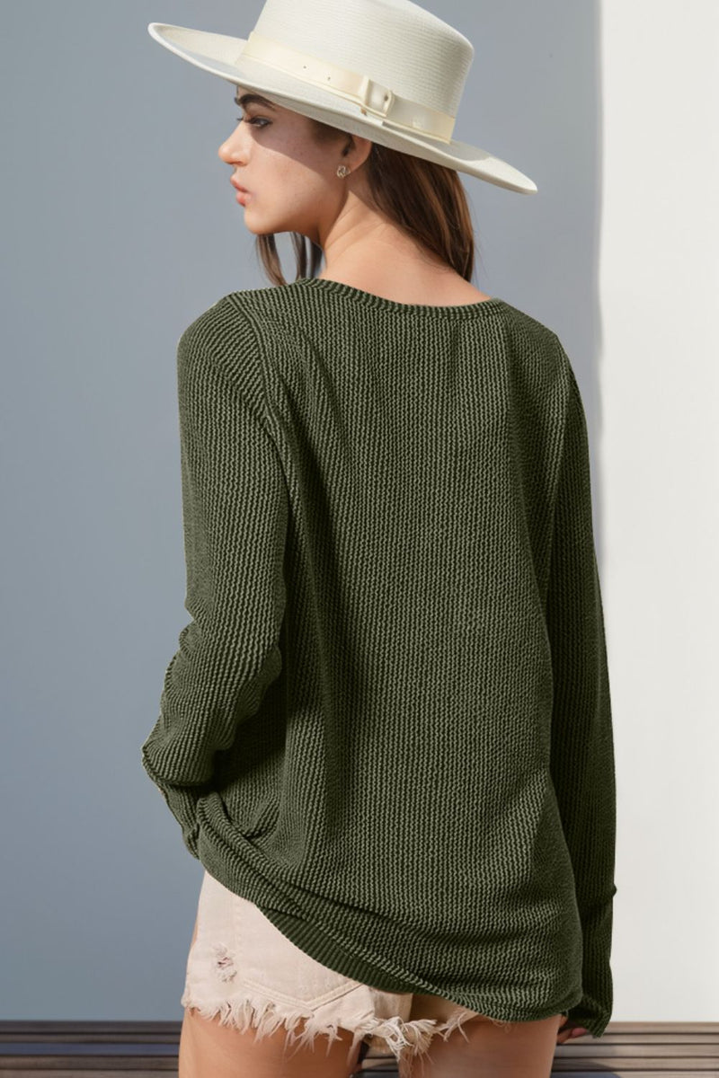 Raegan Notched Thumbhole Long Sleeve T-Shirt