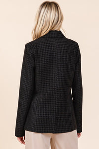 Zora Plaid Texture Double-Breasted Long Sleeve Blazer