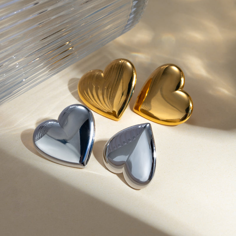 Skyla Stainless Steel Heart Stud Earrings