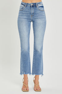 Viviana Frayed Hem Cropped Straight Jeans