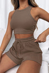 Dallas Round Neck Top and Drawstring Shorts Set