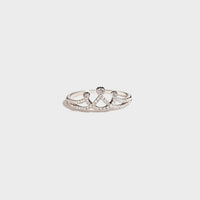 Amina Crown Shape Inlaid Zircon 925 Sterling Silver Ring