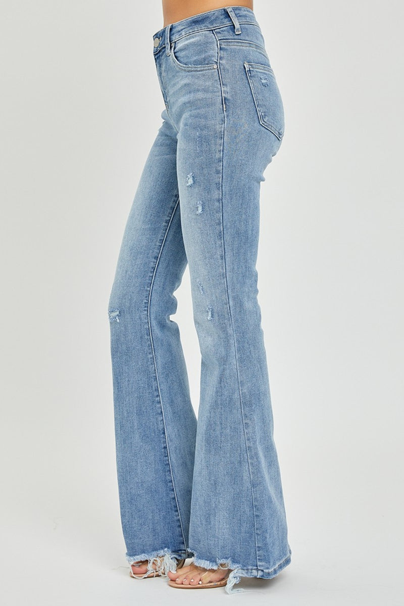 Hallie High Rise Frayed Hem Flare Jeans