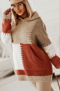 Aurora Color Block Kangaroo Pocket Hooded Sweater