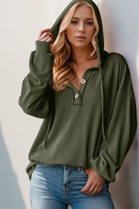 Annabelle Half Button Long Sleeve Hoodie