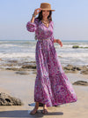 Michaela Printed Tie Neck Balloon Sleeve Maxi Dress