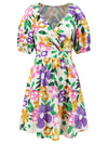 Hayley Printed Surplice Short Sleeve Dress