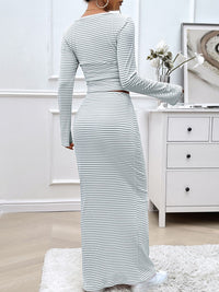 Addison Striped Boat Neck Top and Skirt Set