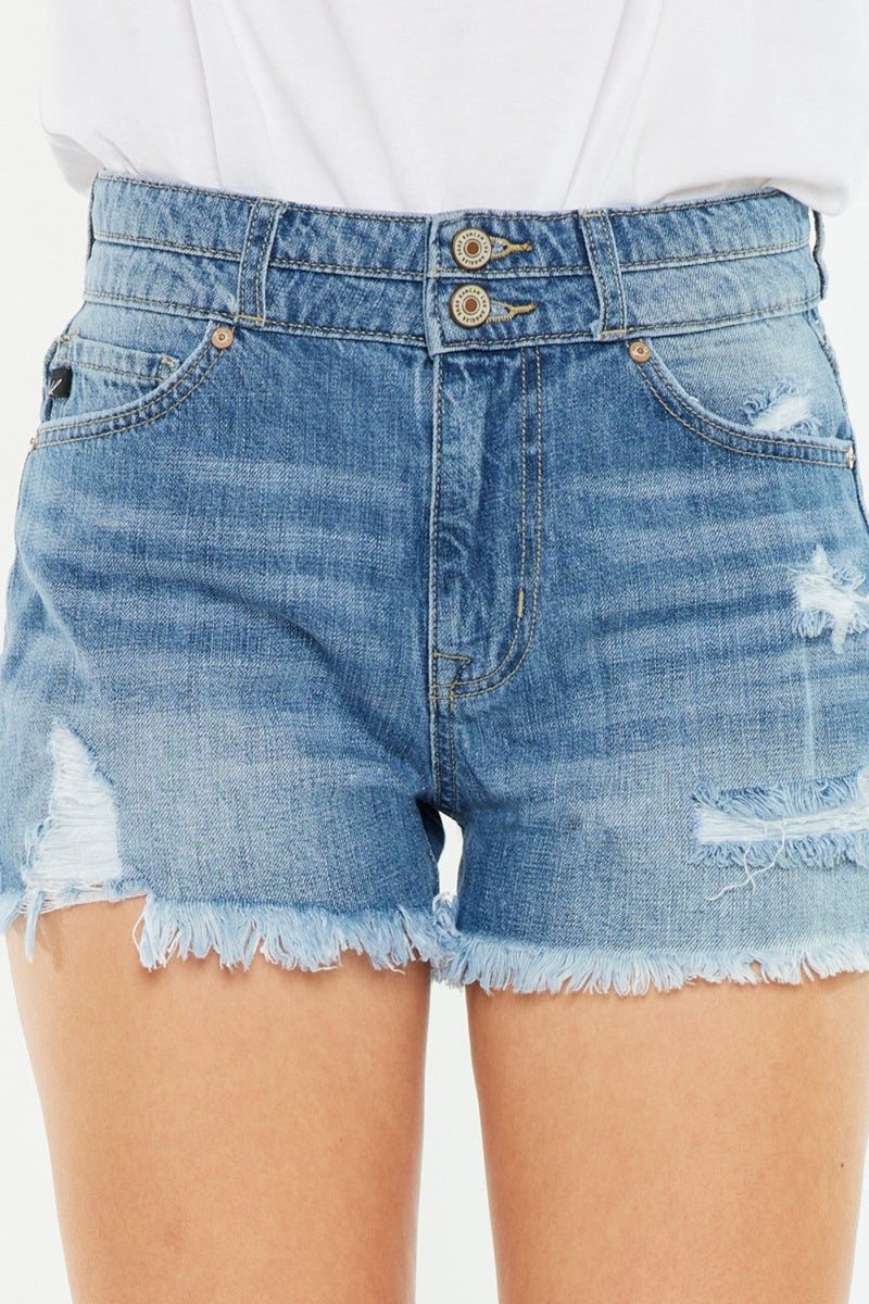 Charley Full Size High Rise Raw Hem Denim Shorts