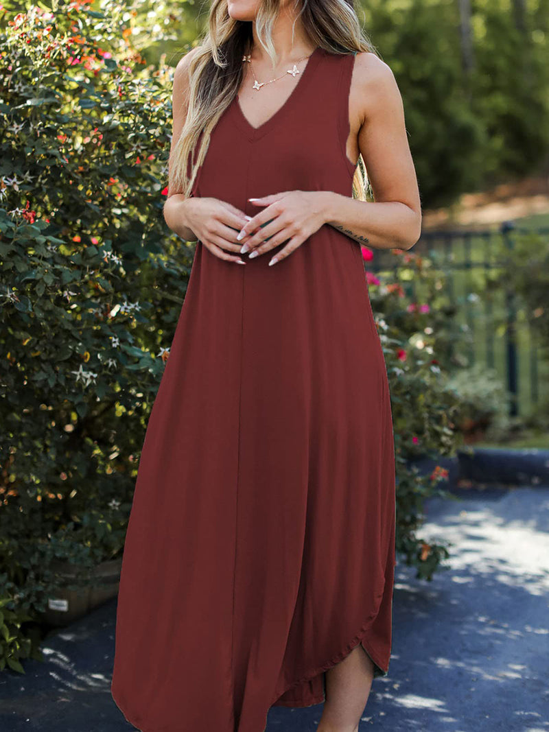 Aaliyah V-Neck Midi Tank Dress