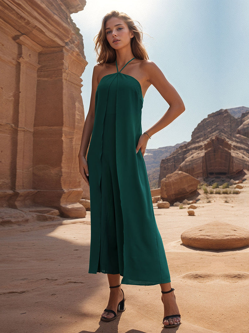 Karina Layered Halter Neck Wide Leg Jumpsuit