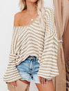 Kali Striped Drop Shoulder V-Neck Sweater