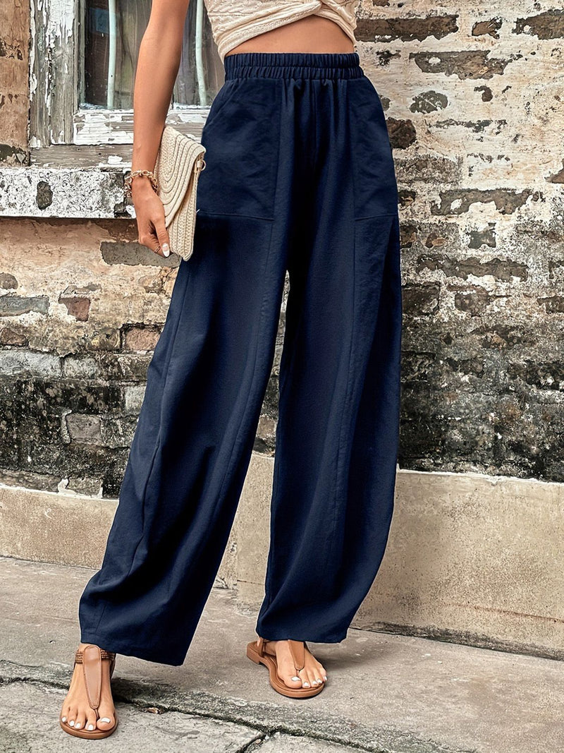 Kenia Elastic Waist Pants with Pockets