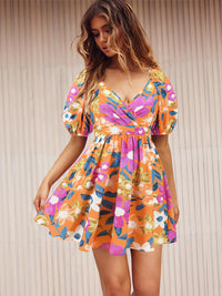 Hayley Printed Surplice Short Sleeve Dress