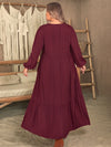 Alayah Plus Size Ruffled V-Neck Long Sleeve Dress