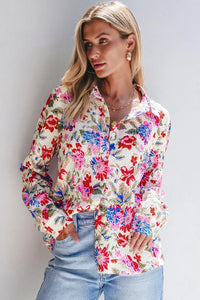 Sylvia Floral Collared Neck Long Sleeve Shirt