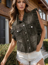 Kylee Raw Hem Ruffled Cap Sleeve Denim Jacket