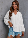 Ellie Crochet Tassel Tie Neck Long Sleeve Blouse