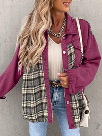 Alaina Plaid Button Up Dropped Shoulder Jacket