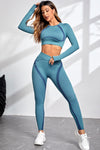 Danna Round Neck Long Sleeve Top and Leggings Active Set