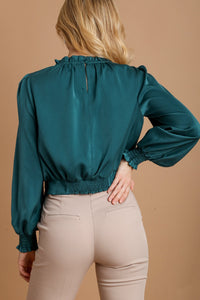 Journee Frill Tied Hem Long Sleeve Blouse