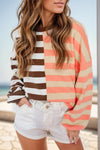 Kaylani Striped Round Neck Long Sleeve Sweatshirt