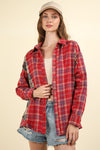 Mara Contrast Plaid Raw Detail Shirt