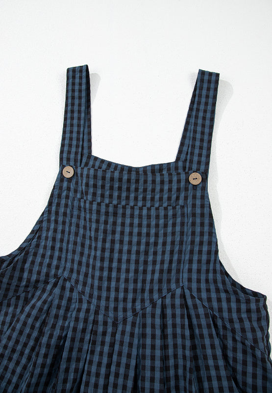 Avalynn Plaid Wide Strap Wide Leg Overalls