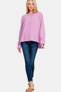 Whitley High-Low Side Slit Round Neck T-Shirt