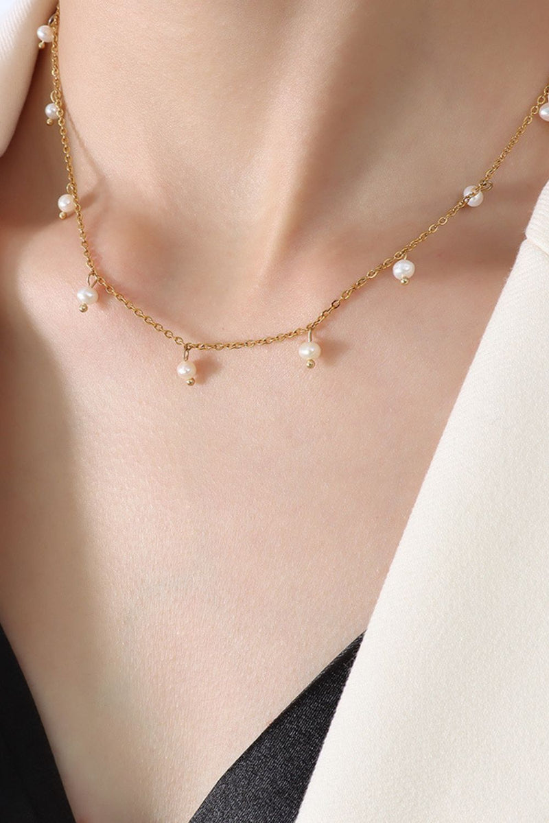 Sofia 18K Gold-Plated Titanium Steel Pearl Necklace