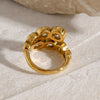 Kai Stainless Steel Inlaid Zircon Bypass Ring