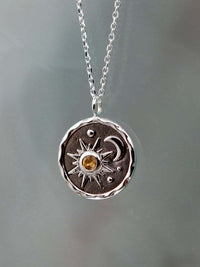 Sariah Alloy Inlaid Zircon Sun & Moon Necklace