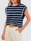 Melissa Striped Round Neck Cap Sleeve T-Shirt