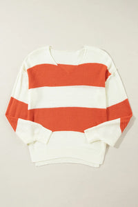 Sarai Color Block Dropped Shoulder V-Neck Sweater