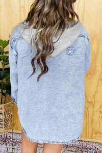 Anastasia Distressed Button Up Long Sleeve Denim Jacket