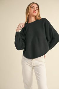 Madelynn Round Neck Dolman Sleeve Cropped Sweater