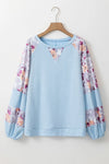 Heaven Printed Round Neck Balloon Sleeve Blouse