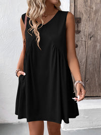 Jordyn Ruched V-Neck Sleeveless Mini Dress