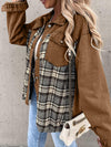 Alaina Plaid Button Up Dropped Shoulder Jacket