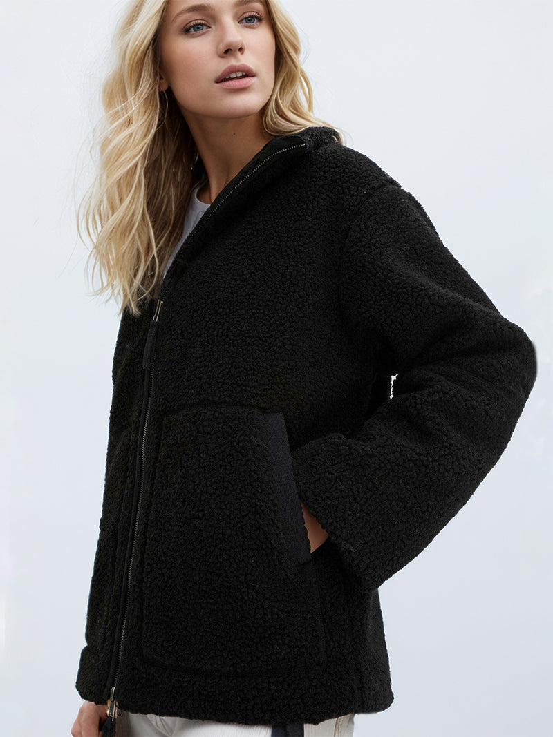 Alexandra Turtleneck Zip Up Long Sleeve Plush Jacket