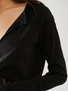 Madilyn Exposed Seam Notched Long Sleeve T-Shirt