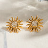 Elliot Stainless Steel Inlaid Rhinestone Sun Shape Stud Earrings