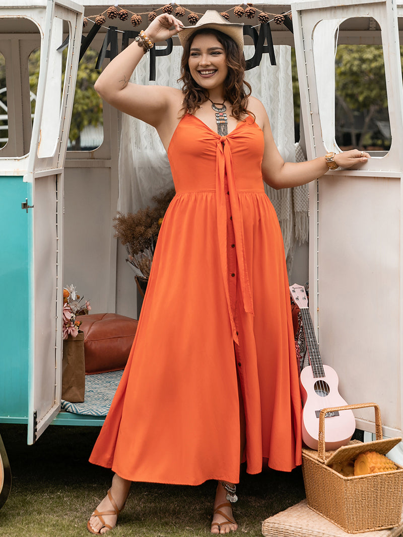 Giuliana Plus Size Halter Neck Midi Dress